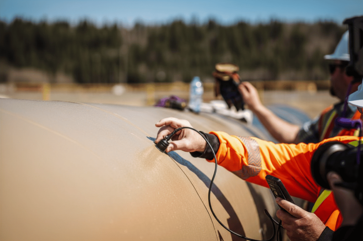 OgreKote industrial coating thickness measurement on pipeline